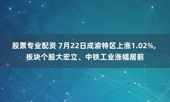 股票专业配资 7月22日成渝特区上涨1.02%, 板块个股大宏立、中铁工业涨幅居前